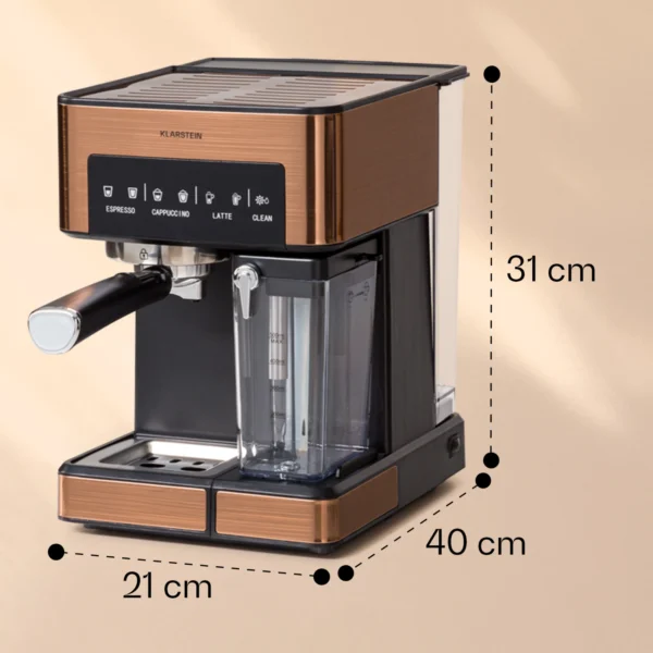 Machine à café expresso Klarstein Arabica 1350W 20 bars en cuivre