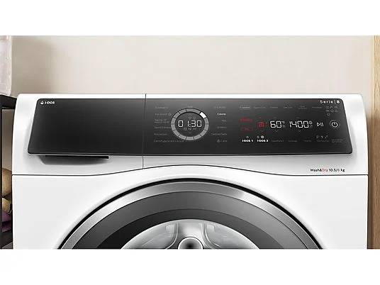 Lave-linge séchant BOSCH WNC254A0IT, chargement frontal, capacité de lavage 10,5 kg, capacité de séchage 6 kg, 18 programmes, profondeur 62,2 cm, blanc, classe énergétique A + lot de 4 pieds anti-vibrations KOENIC pour lave-linge + désodorisant d'intérieur MELICONI ECO PARFUM FRESH MUSK
