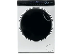 Lave-linge séchant HAIER HWD80-B14979-IT, chargement frontal, capacité de lavage 8 kg, capacité de séchage 5 kg, 14 programmes, profondeur 46,2 cm, blanc, noir, classe énergétique A + lot de 4 pieds anti-vibrations KOENIC pour lave-linge + parfum MELICONI ECO PARFUM MUSC FRAIS