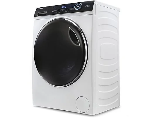 Lave-linge séchant HAIER HWD80-B14979-IT, chargement frontal, capacité de lavage 8 kg, capacité de séchage 5 kg, 14 programmes, profondeur 46,2 cm, blanc, noir, classe énergétique A + lot de 4 pieds anti-vibrations KOENIC pour lave-linge + parfum MELICONI ECO PARFUM MUSC FRAIS