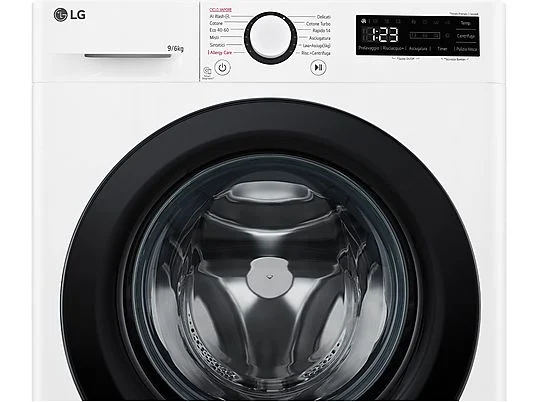 Lave-linge séchant LG AI DD D4R3009NSWB e Lave-linge séchant LG AI DD D4R3009NSWB, chargement frontal, capacité de lavage 9 kg, capacité de séchage 6 kg, 12 programmes, profondeur 56,5 cm, blanc, classe énergétique A + lot de 4 pieds anti-vibrations KOENIC pour lave-linge + désodorisant d'intérieur MELICONI ECO PARFUM FRESH MUSK