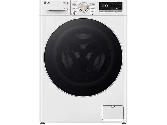 Lave-linge séchant LG AI DD D4R7011TSWG Lave-linge séchant LG AI DD D4R7011TSWG, chargement frontal, capacité de lavage 11 kg, capacité de séchage 6 kg, 13 programmes, profondeur 56,5 cm, blanc, classe énergétique A + lot de 4 pieds anti-vibrations KOENIC pour lave-linge + désodorisant d'intérieur MELICONI ECO PARFUM FRESH MUSK