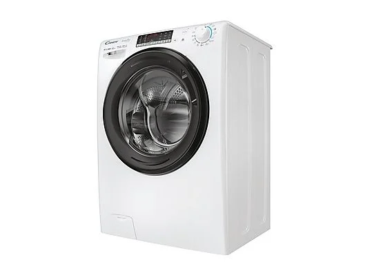 Laveuse-sécheuse CANDY CSOW41076TWMB8-S, chargement frontal, capacité de lavage 10 kg, capacité de séchage 7 kg, 17 programmes, profondeur 58 cm, blanc et noir, classe énergétique A + lot de 4 pieds anti-vibrations KOENIC pour lave-linge + désodorisant d'intérieur MELICONI ECO PARFUM FRESH MUSK