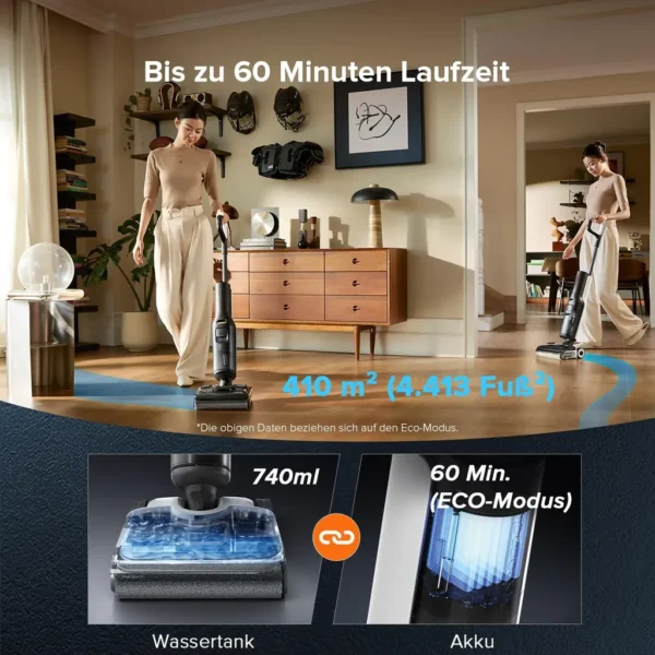 Roborock F25 ALT c Aspirateur eau et poussière Roborock F25 ALT 20 000 Pa avec roues à intelligence artificielle, autonettoyage haute température et séchage à air chaud (90 °C)