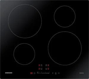 Plaque de cuisson à induction Samsung NZ64H37075K, pose libre, vitrocéramique, 60 cm de large, commandes tactiles, QuickStop, châssis en acier inoxydable, noire