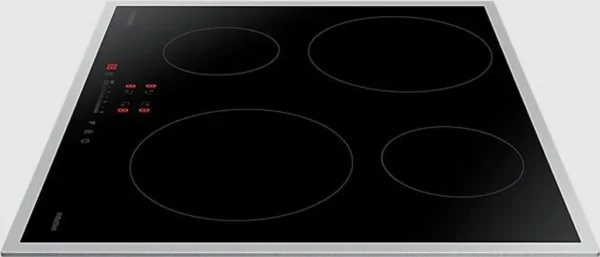 Plaque de cuisson à induction Samsung NZ64H37075K, pose libre, vitrocéramique, 60 cm de large, commandes tactiles, QuickStop, châssis en acier inoxydable, noire