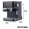 Machine à expresso semi-automatique ZELURXX 20 bars, écran tactile, mousseur à lait, réservoir d'eau de 1,8 litre, pour expresso et cappuccino, noire