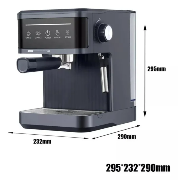 Machine à expresso semi-automatique ZELURXX 20 bars, écran tactile, mousseur à lait, réservoir d'eau de 1,8 litre, pour expresso et cappuccino, noire